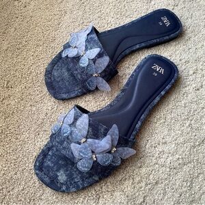Zara Denim Butterfly Sandals